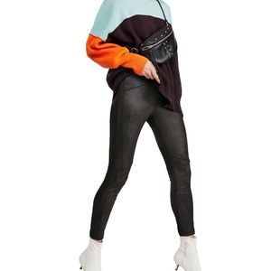 Free people midnight vegan suede skinny pants NWT